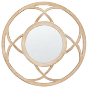 Specchio da parete legno chiaro MDF impiallacciato ø 60 cm Rotondo Decorativo Fatto mano Pezzo arredo Stile scandinavo