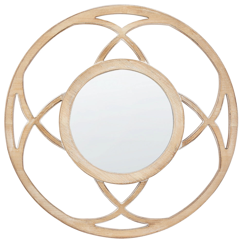 Specchio da parete legno chiaro MDF impiallacciato ø 60 cm Rotondo Decorativo Fatto mano Pezzo arredo Stile scandinavo