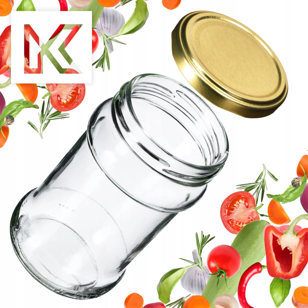 Barattoli di vetro KADAX Seno 315 ml 50 pezzi 66 mm + coperchi dorati