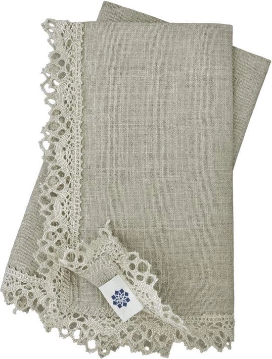 Serviette Vintage Rustica in Lino 100% - Beige - 39 x 39cm