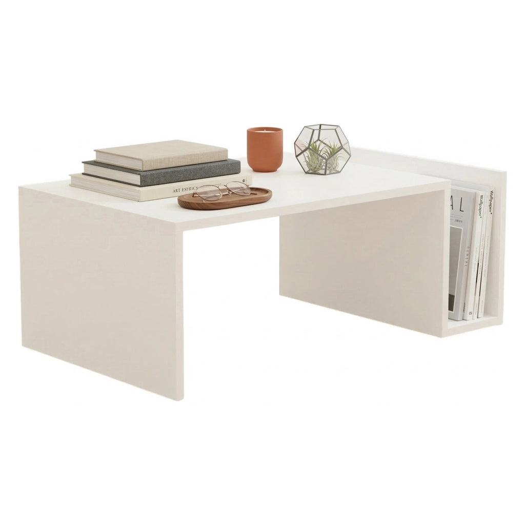 Rometta, Tavolino da Salotto un Vano, 87x50x32h cm Bianco