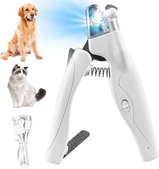 Tagliacapelli per animali domestici - con lampada LED per cani e gatti - Sicurezza - per principianti, gatti, ideale per cani, cuccioli, conigli e piccoli animali - bianco