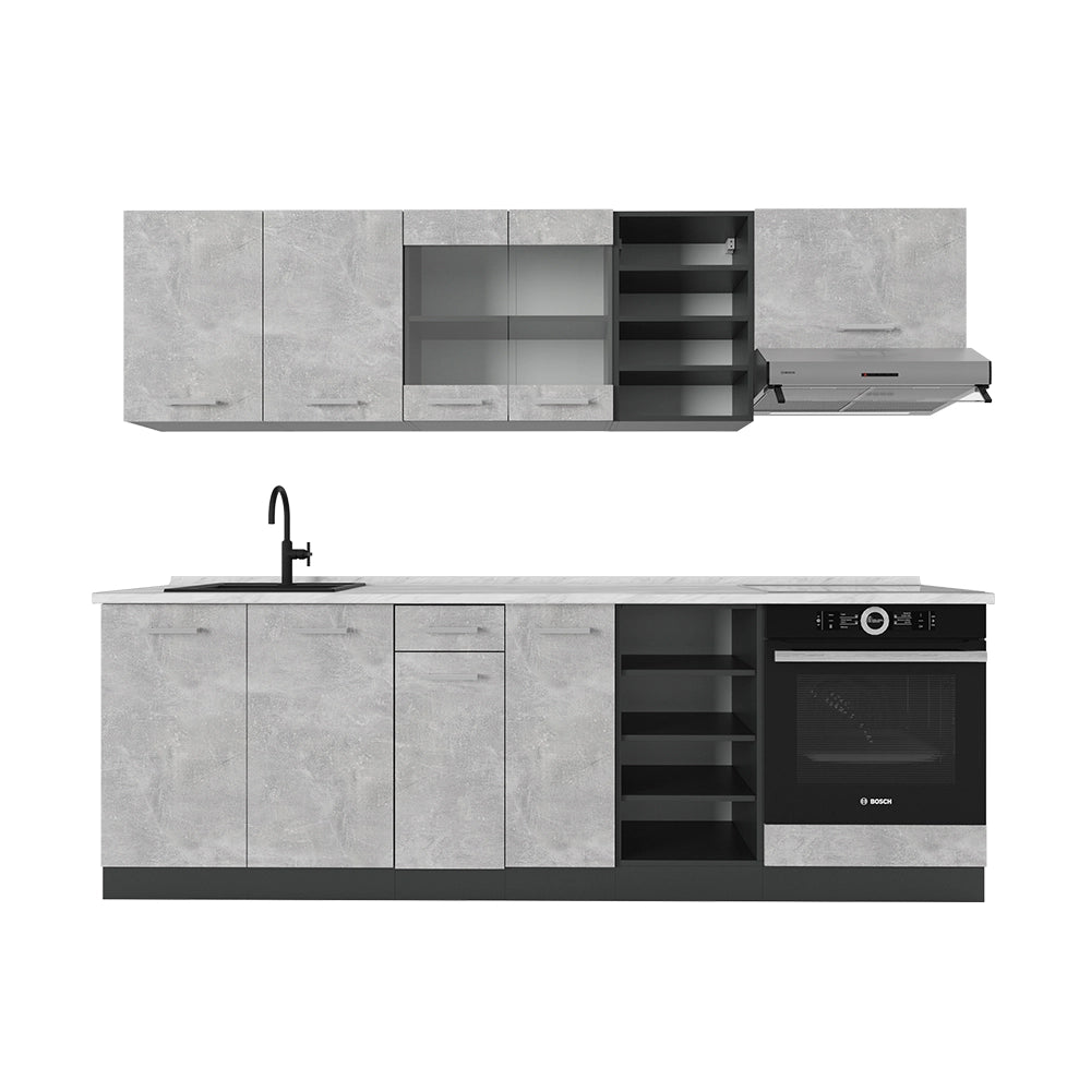 Vicco Cucina componibile Calcestruzzo/antracite 240 cm , PL Marmo