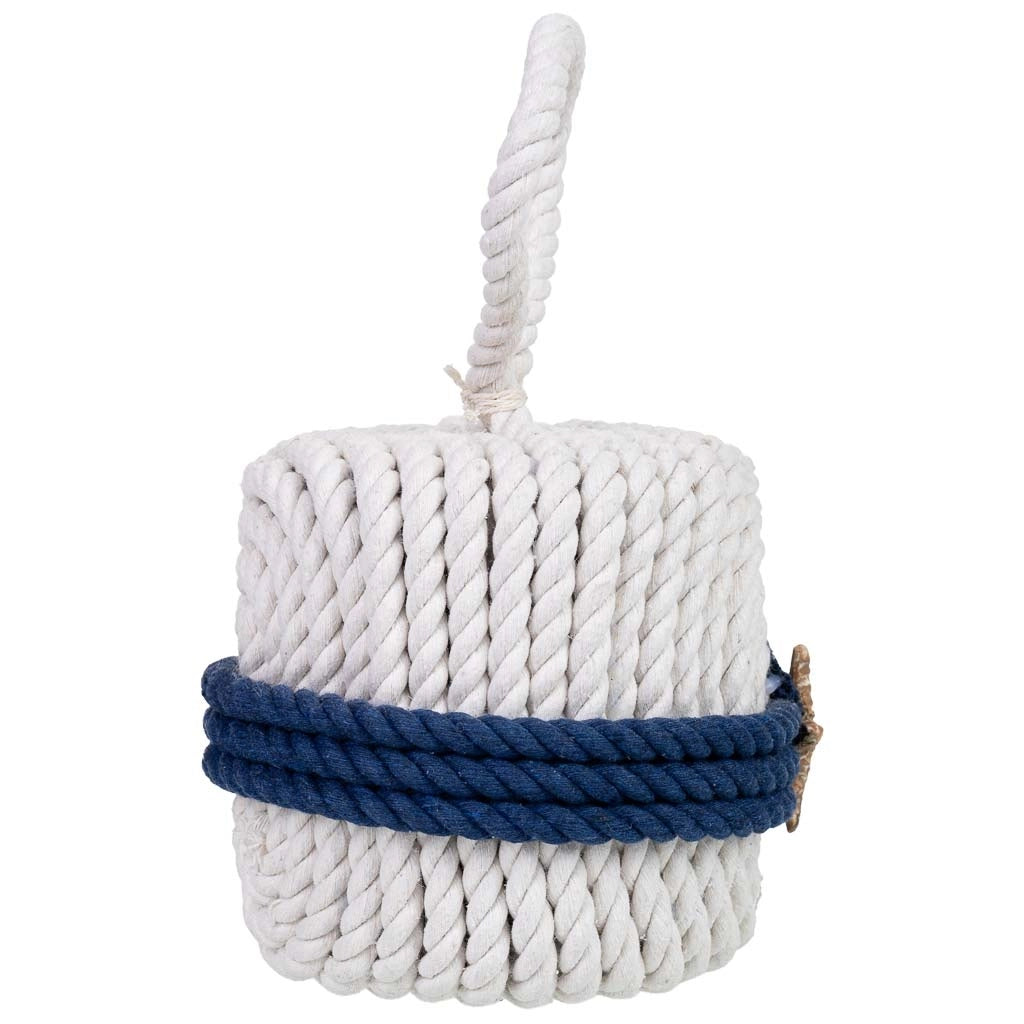 Fermaporta in cotone con stella bianca, 14x14x23h cm