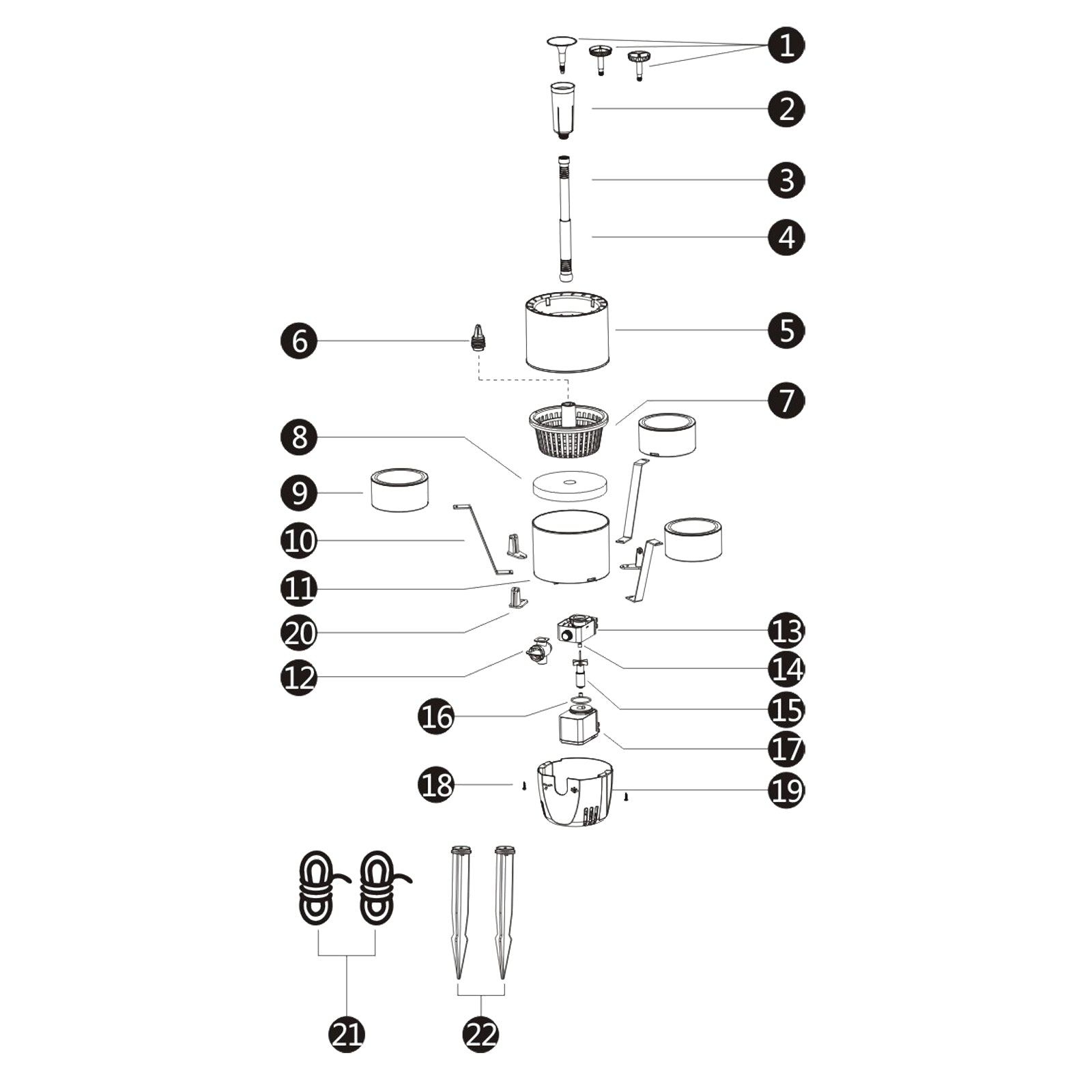 Skimmer galleggiante CSP-250 per laghetto, Pompa 2500l/h 45W e Fontana