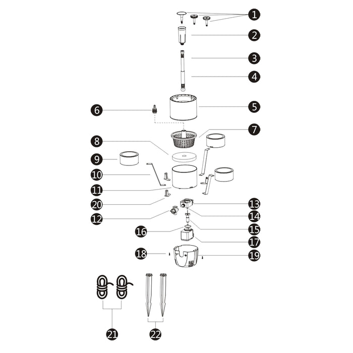Skimmer galleggiante CSP-250 per laghetto, Pompa 2500l/h 45W e Fontana