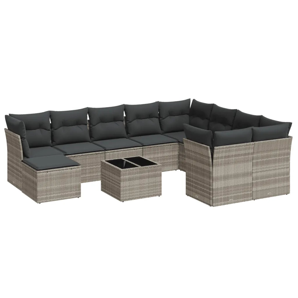 Set Divani da Giardino 11 pz con Cuscini in Polyrattan Grigio 3218602