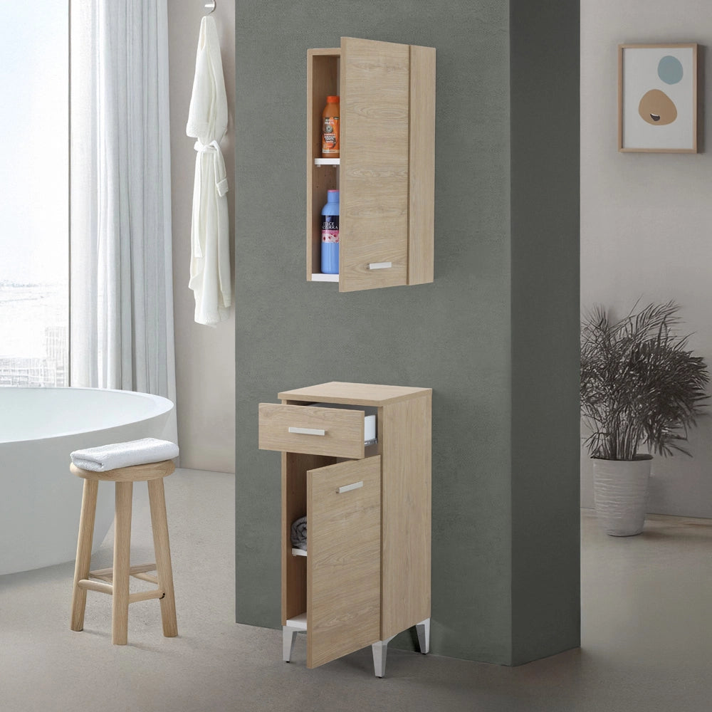 Pensile bagno sospeso 35 cm rovere dolomite con ripiano regolabile Desya