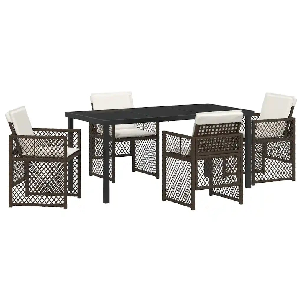 Set da Pranzo per Giardino 5 pcs Marrone polyrattan