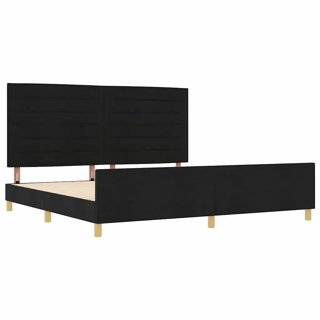 Struttura del letto con testiera Nero 200 x 200 cm Tessuto 3344678