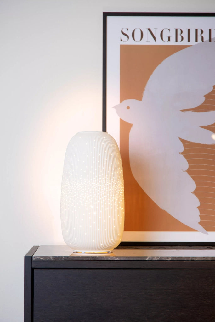 Lampada da tavolo in porcellana bianca 33 cm E14 Flores Lucide