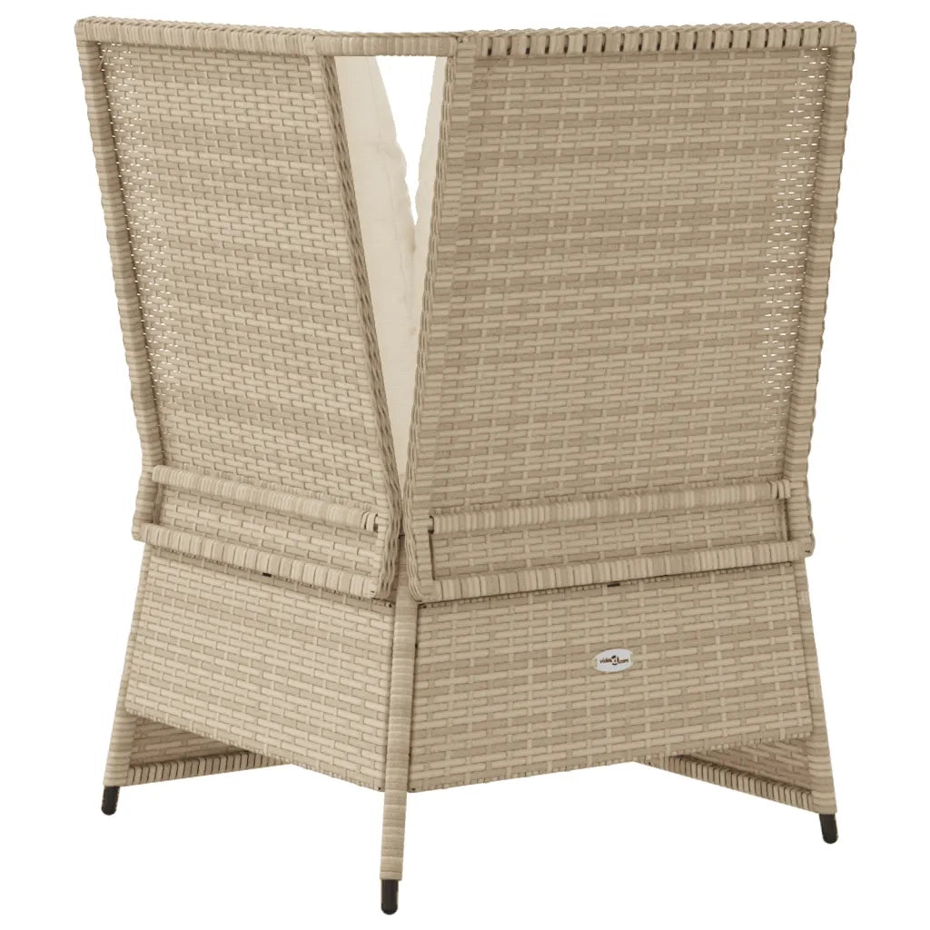 Divano Angolare da Giardino con Cuscini-Sofa da Giardino-Divanetto da esterno Beige in Polyrattan 372030