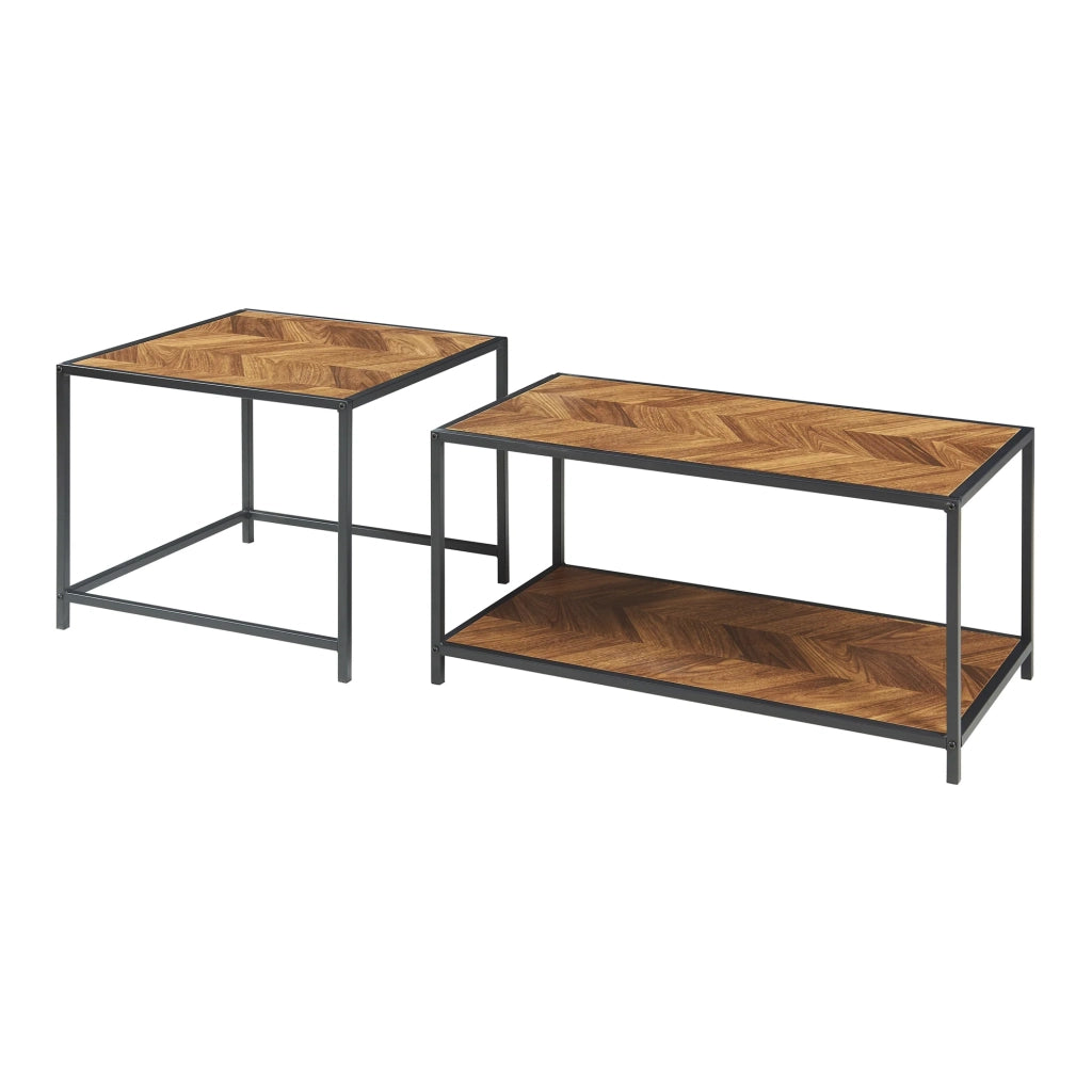 Set di 2 tavolini impilabili in MDF marrone 03_0009382