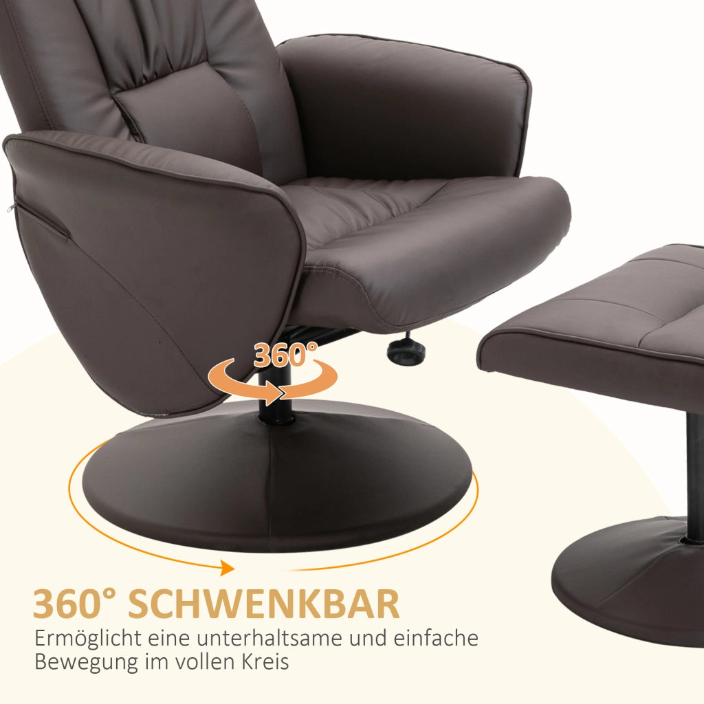 Poltrona Relax con Poggiapiedi ¨C Zephmum ¨C Marrone Tessuto Reclinabile