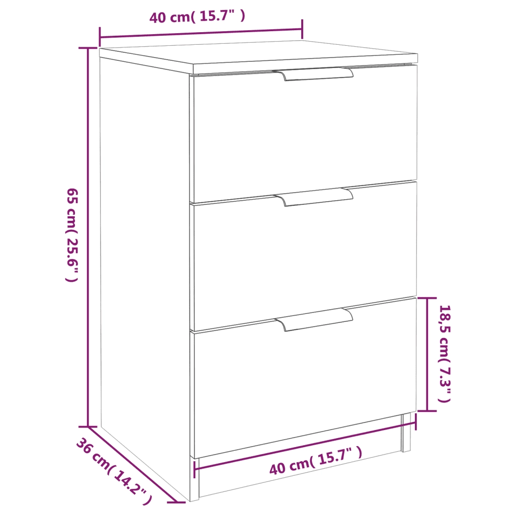 Comodini 2 pz Rovere Sonoma 40x36x65 cm cod mxl 30885
