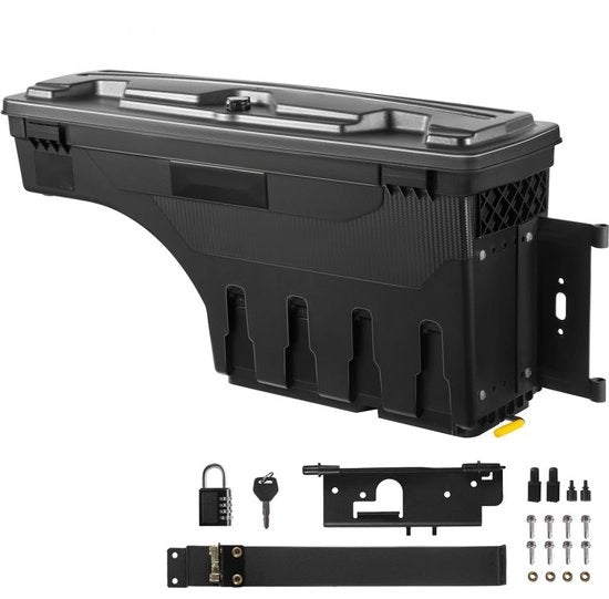 Cassetto strumenti per pick-up - Cassetto ruote per contenitore - 25 l - Impermeabile ABS - Chiusura con chiusura a combinazione - Lato passeggeri (destra)