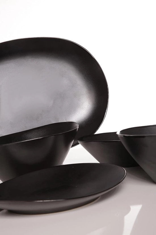 Piatto da tavolo trendy, nero, 28 x 25,5 cm, 4 pezzi