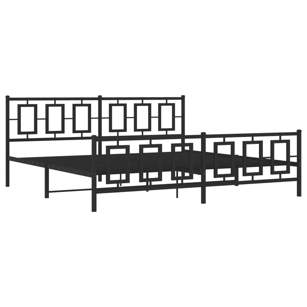 Giroletto con Testiera e Pediera Metallo Nero 193x203 cm 374265