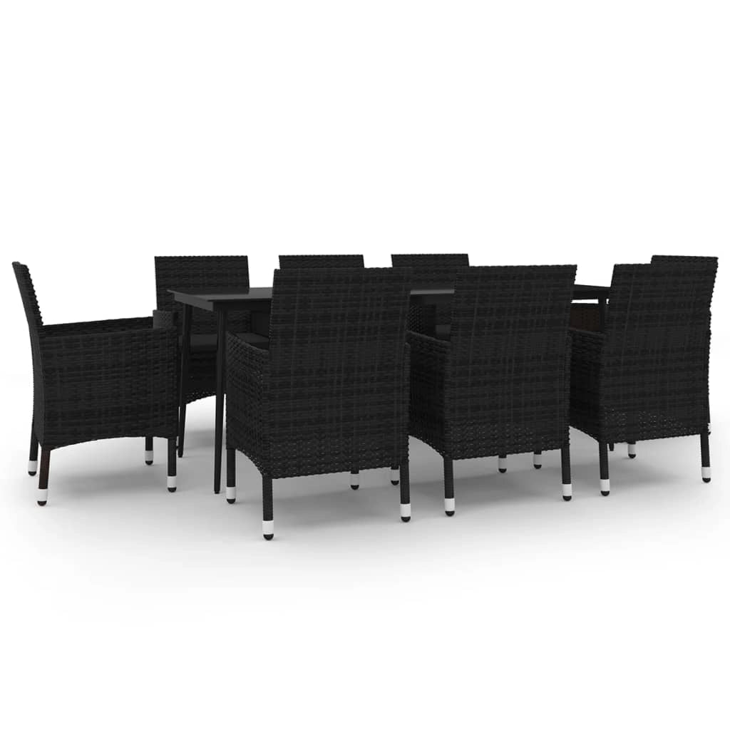Set da pranzo da giardino mobili da esterno cuscini 9 pz in polyrattan vetro 02_0014455