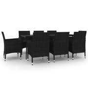 Set da pranzo da giardino mobili da esterno cuscini 9 pz in polyrattan vetro 02_0014455