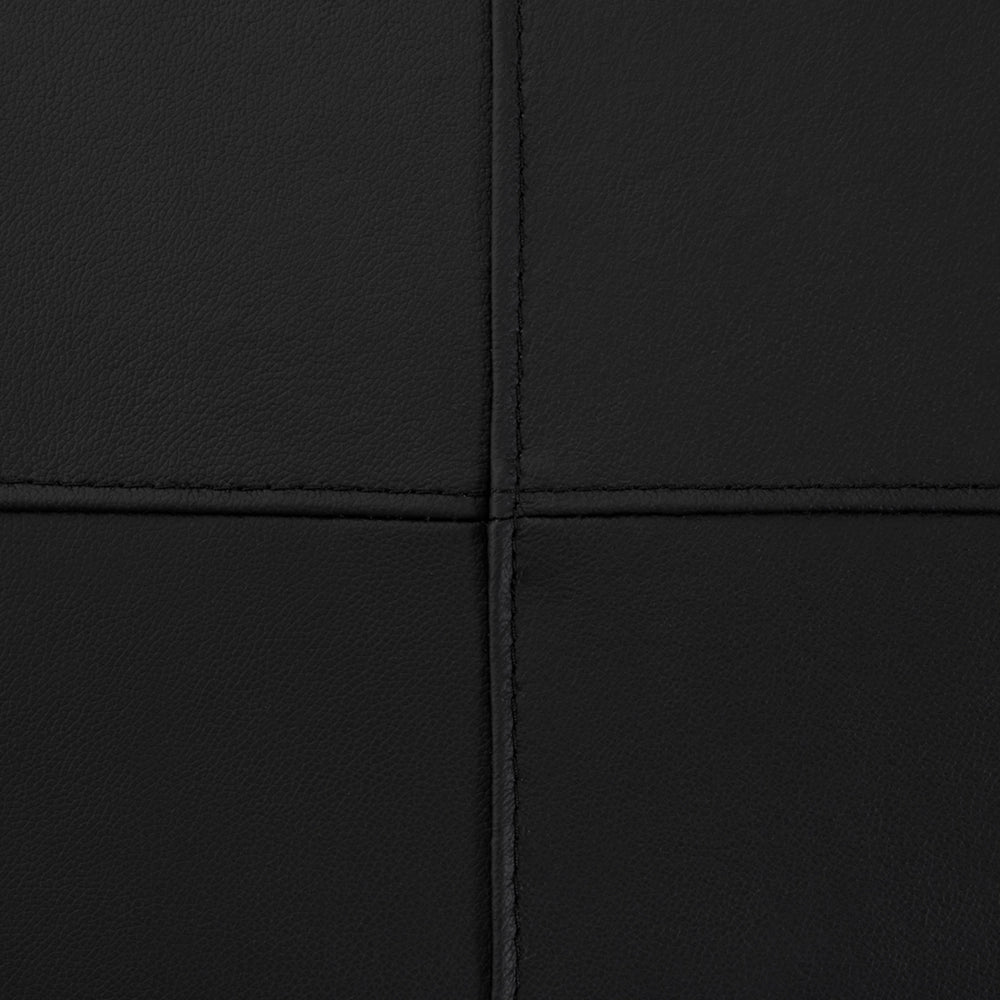 Pouf Nero Poggiapiedi Imbottito In Vera Pelle Rettangolare Minimalista Moderno