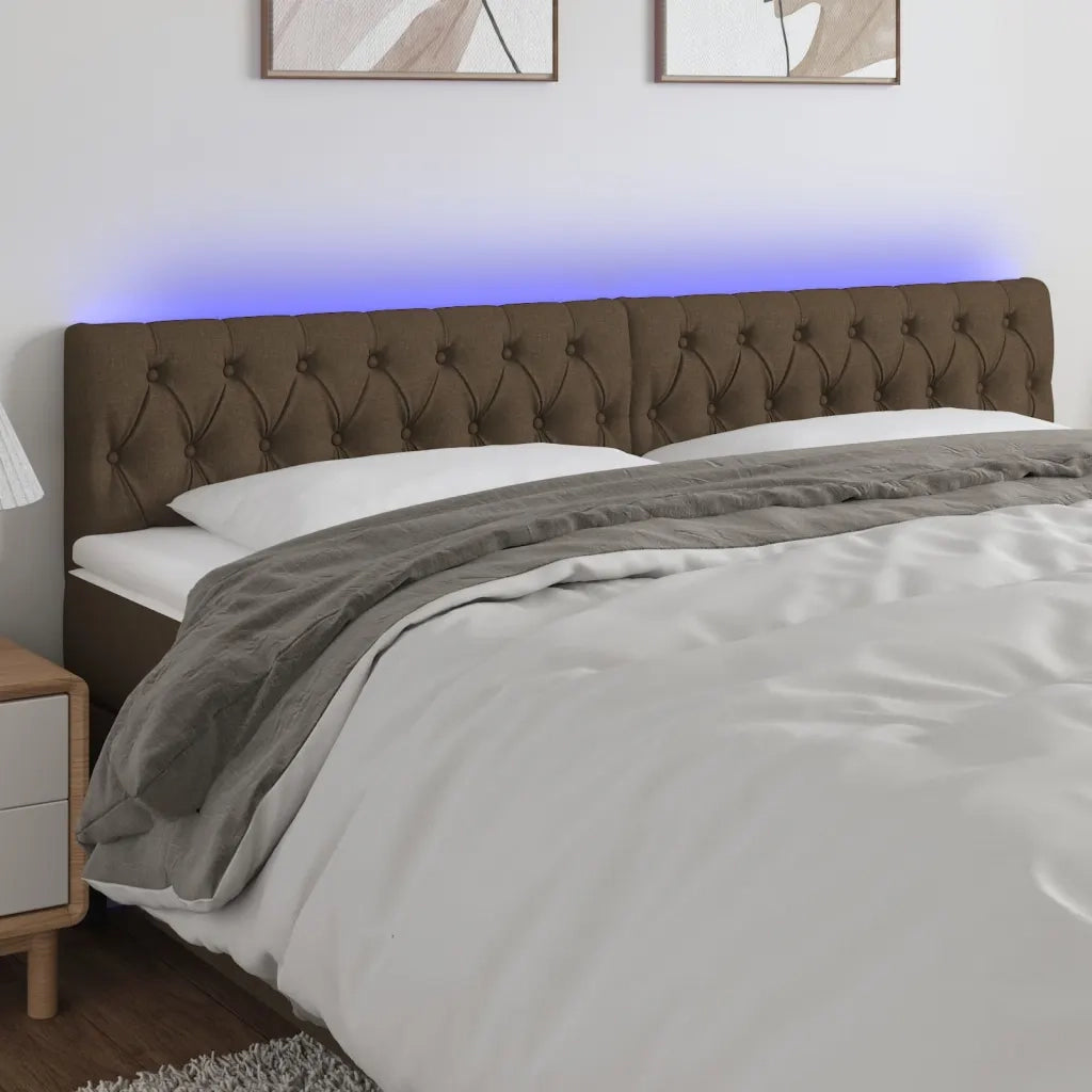 Testiera | Testata a LED Marrone Scuro 200x7x78/88 cm in Tessuto