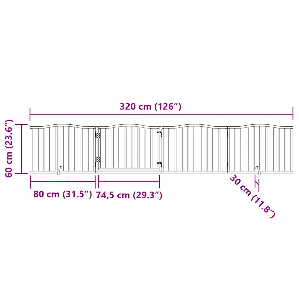 Cancello per Cani con Porta Pieghevole 4 Pannelli 320 cm Pioppo CFW9508424