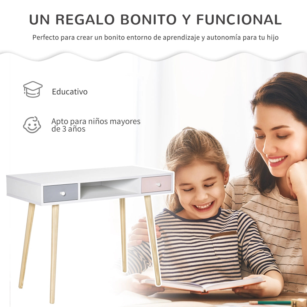 Scrivania per Bambini con 2 Cassetti ¨C zephmum ¨C Multicolore 100x48x76,5 cm