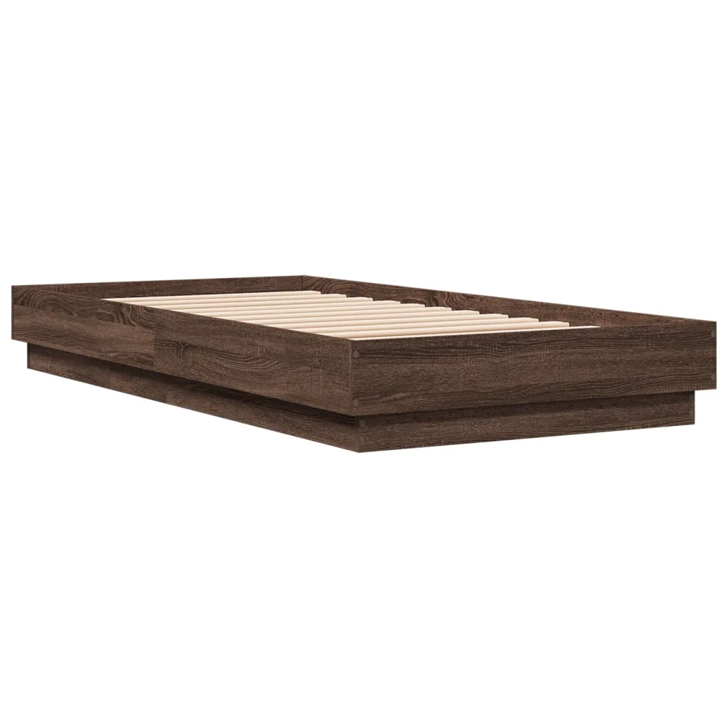 Letto singolo | Letto per adulti | Giroletto con LED Rovere Marrone 75x190 cm