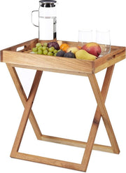 Tavolino estensibile in legno di noce - 54x52x36 cm - tavolo da giardino con piano di servizio