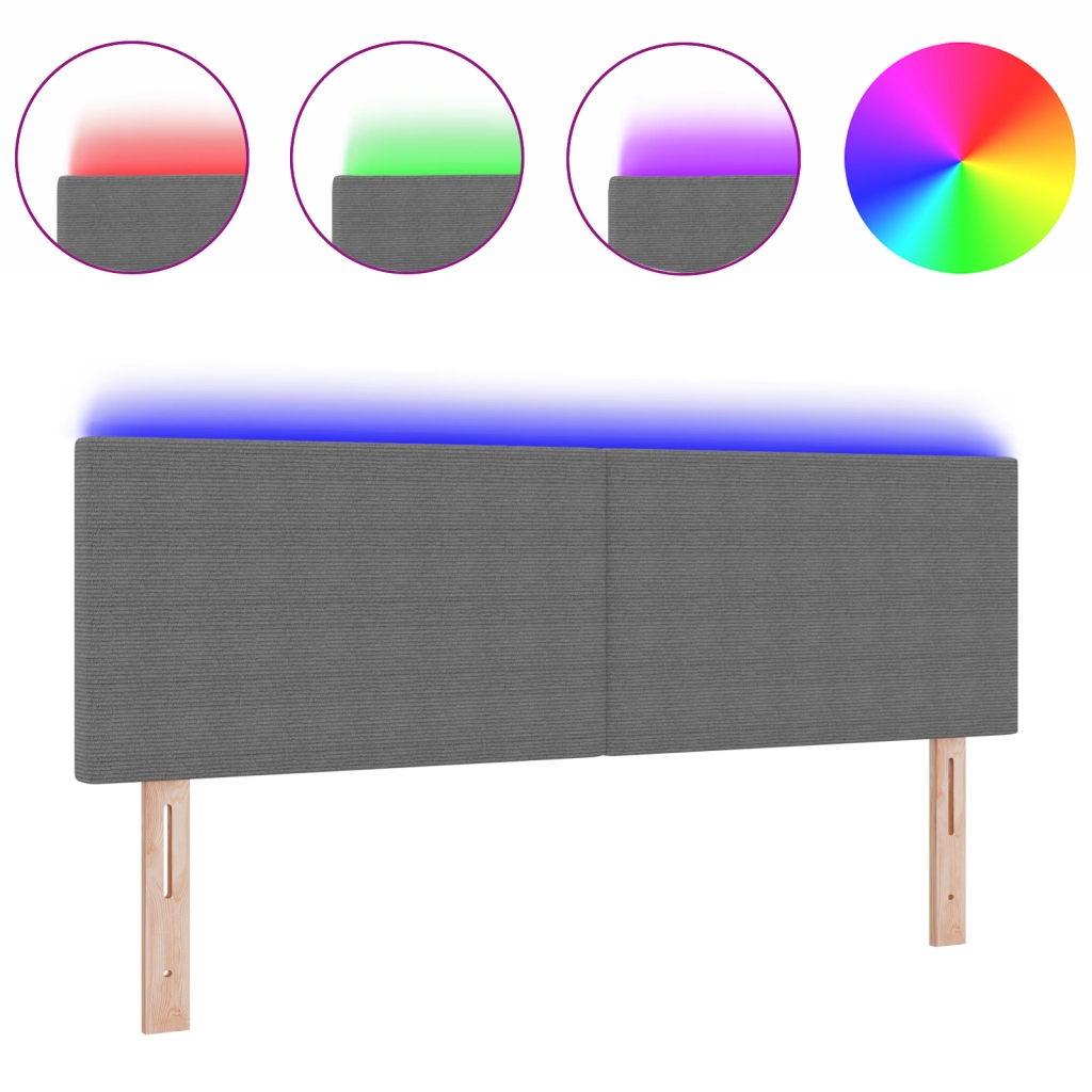 Testata LED  Design Semplice Grigio Chiaro 72 cm in Tessuto Corduroy