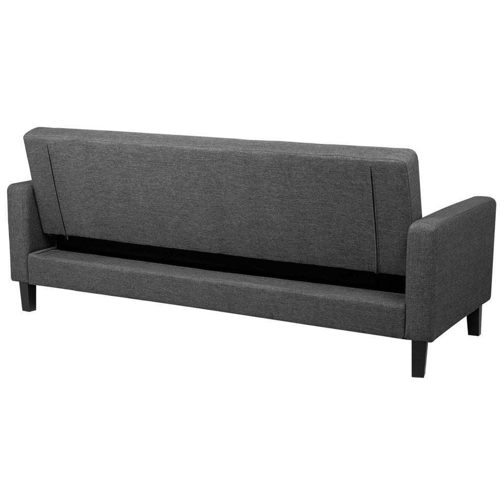 Divano Letto In Tessuto Grigio Scuro A 3 Posti Con Rivestimento Trapuntato Click Clack