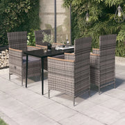 Set Mobili da Pranzo per Giardino 5 pz con Cuscini Grigio cod mxl 43784