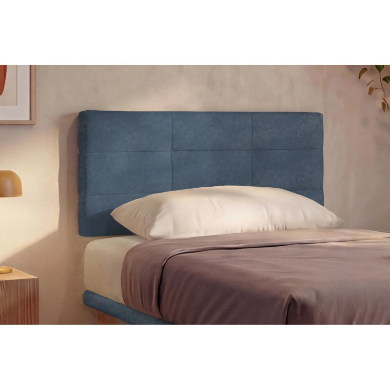 Letto imbottito Piazza e mezzo 120x190 cm Square - Con rete,Microfibra,Blu
