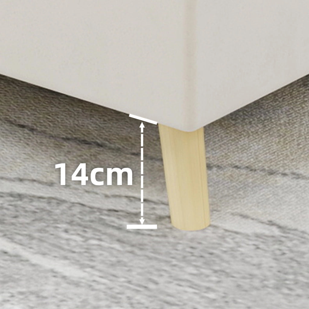 Letto Matrimoniale 140x200 cm con Testiera Imbottita e Rete a Doghe in Tessuto Beige