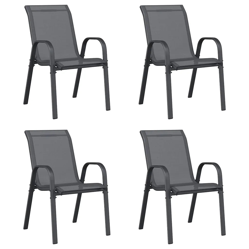 Sedie da Giardino Impilabili 4 pz in Tessuto Textilene Grigio