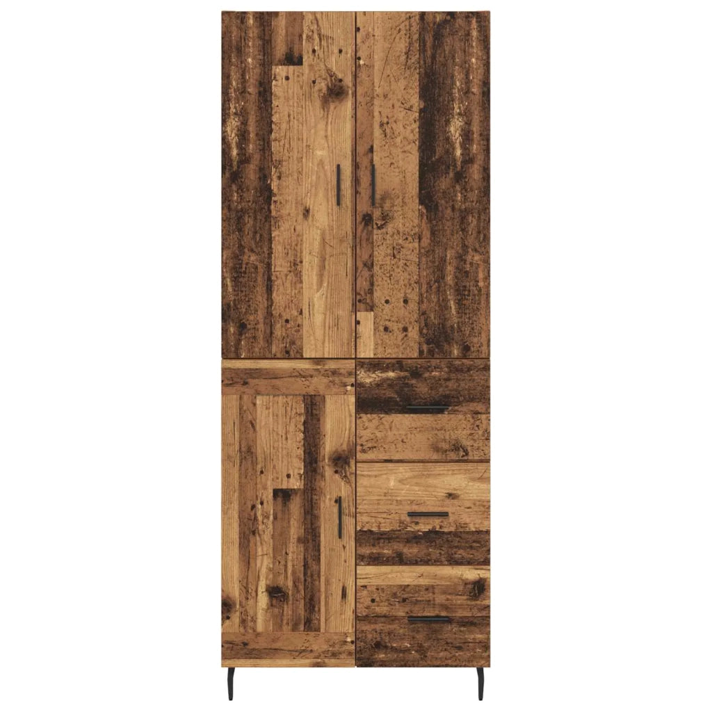 Credenza 2 pcs Legno vecchio Legno Stratificato e Vetro