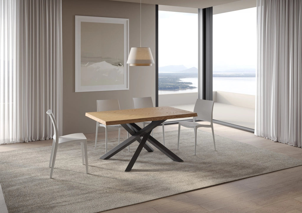 Tavolo Fisso 140x90 cm Versalux Rovere Scortecciato Gambe Antracite
