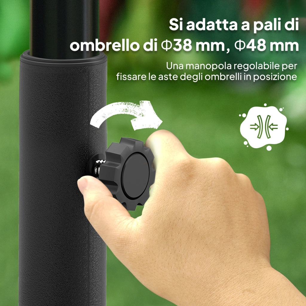 Base per Ombrellone a Rotelle ¨C Zephmum ¨C HDPE, Nero, 48x48x32.5 cm