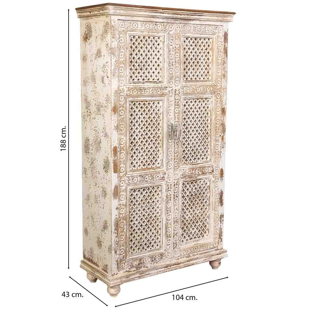 Armadio artigianale in legno bianco 104x43x188h cm