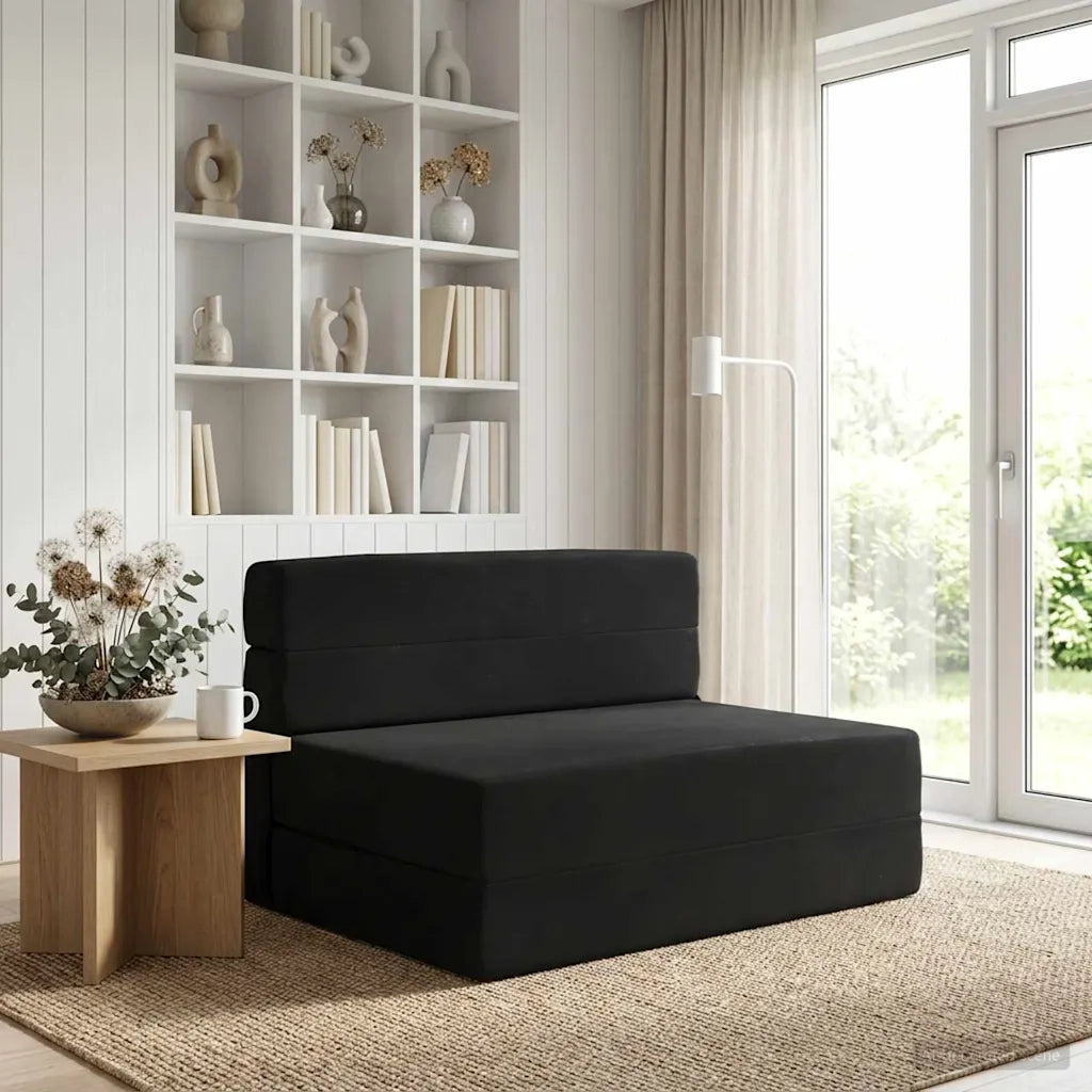 Divano Letto Pieghevole Nero 70 x 72 x 60 cm Tessuto