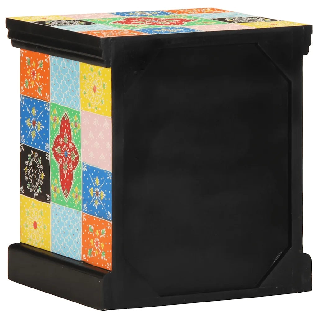 Comodino-Tavolino da notte Multicolore 40x35x45 cm in Legno Massello Mango