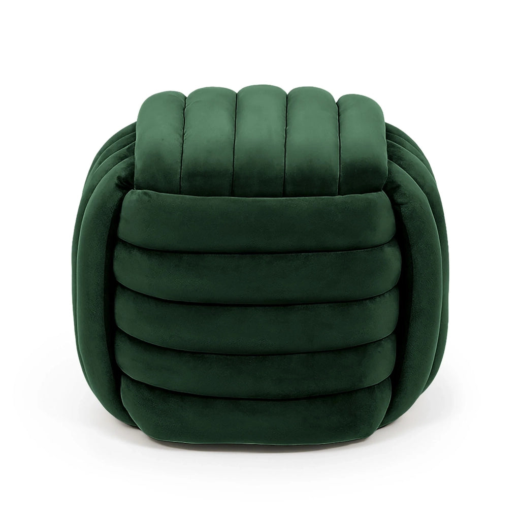 Pouf annodato in velluto 53 cm NILO Verde Bottiglia