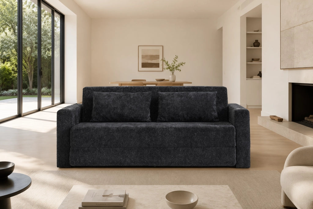 Divano letto 2 in 1 in ciniglia con funzioni integrate