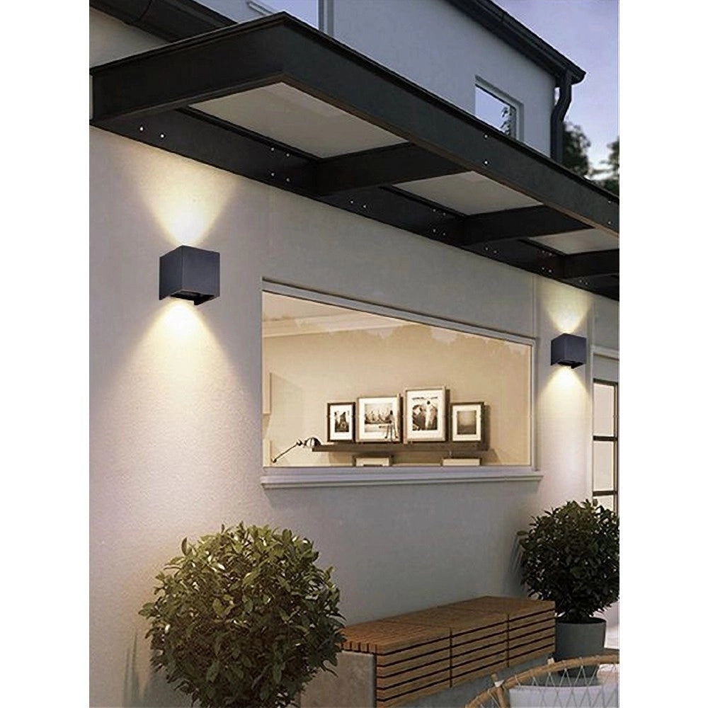 Trade Shop - Applique Doppia Emissione Led Cob 12 W Esterno Luce 4000k 3000k 6500k Es46 Nero -