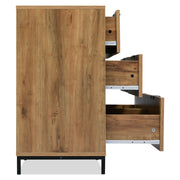 Cassettiera con 6 Cassetti; Struttura in Metallo; Stile Industriale; per Camera; in Pannello Truciolare; Rovere Scuro; 120??40??76 cm