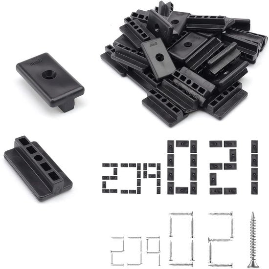 Sistema di fissaggio per tavole di legno, invisibile con viti, 150 pezzi, 6 mm, clip T, supporti di distanza