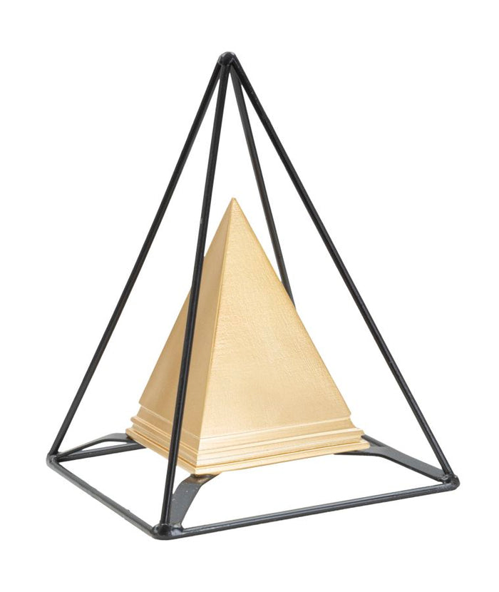 Piramide Oro con Ferro 15x15x21 cm in Poliresina e Ferro