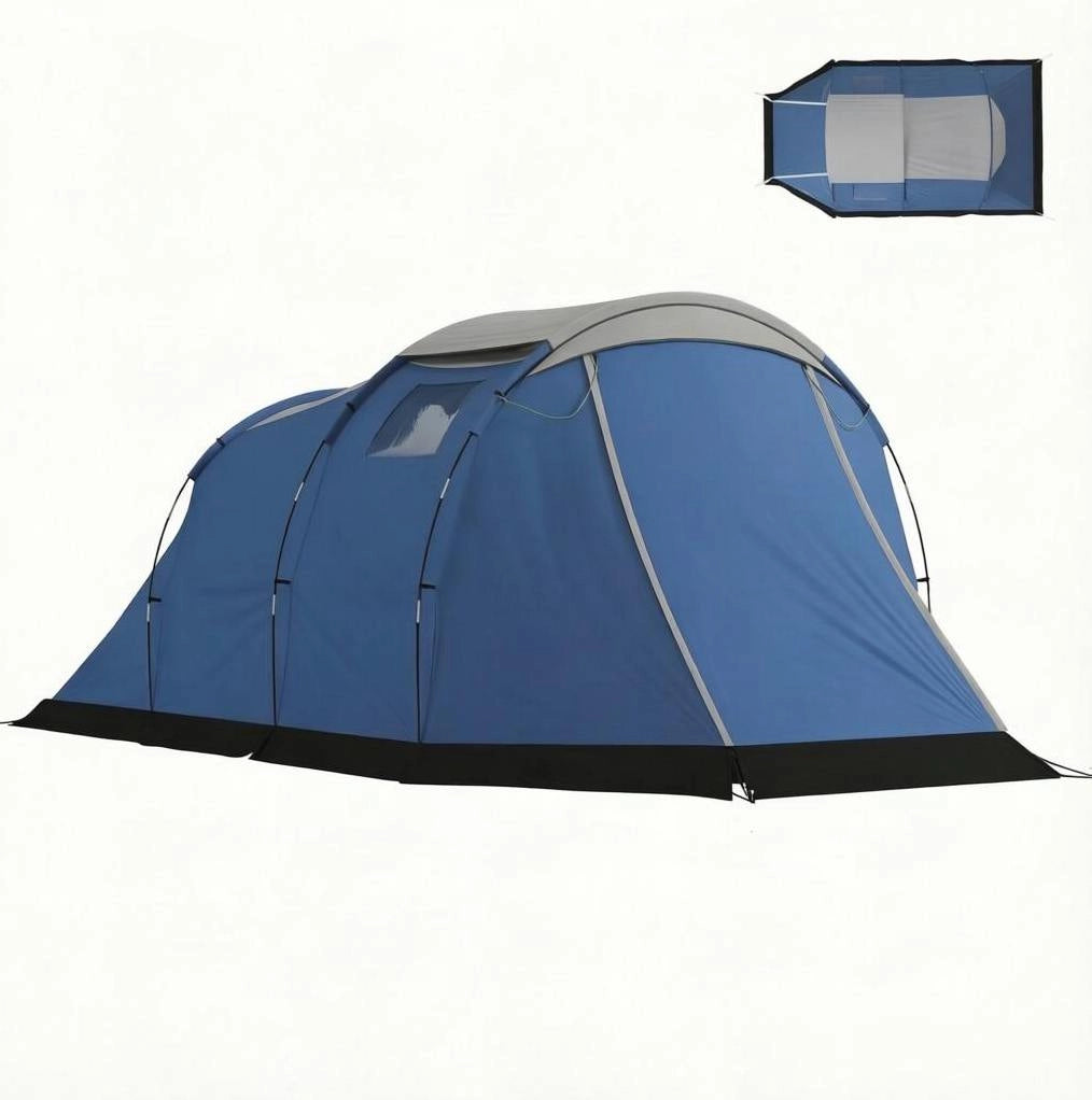 Tenda da campeggio a tunnel per 3-4 persone; impermeabile 3000 mm; blu