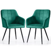 Set di 2 Sedie imbottite con cuciture quadrate LUXANO Verde Bottiglia gambe nere